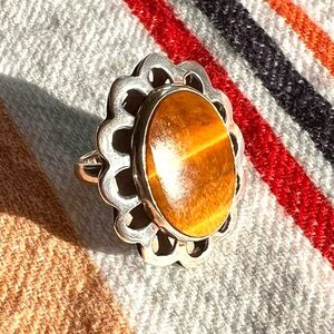 Mexican Silver Tiger Eye Statement Ring